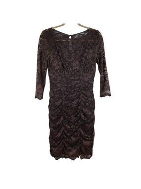 Eliza J Royal Collection Size 6 Lace Cocktail Dress Ruched Bodycon 3/4 Sleeve